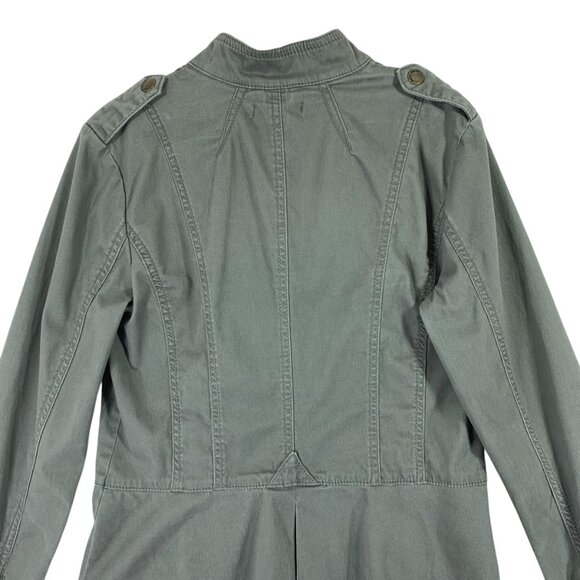 army green utility jacket mock neck snaps epaulettes sz medium Point Zero - Picture 7 of 14